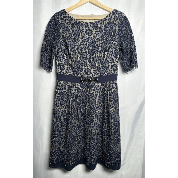 ELIZA J Sheath Dress Women Sz 6 Lace Overlay Fairycore Wedding Guest Cottagecore - Picture 2 of 8